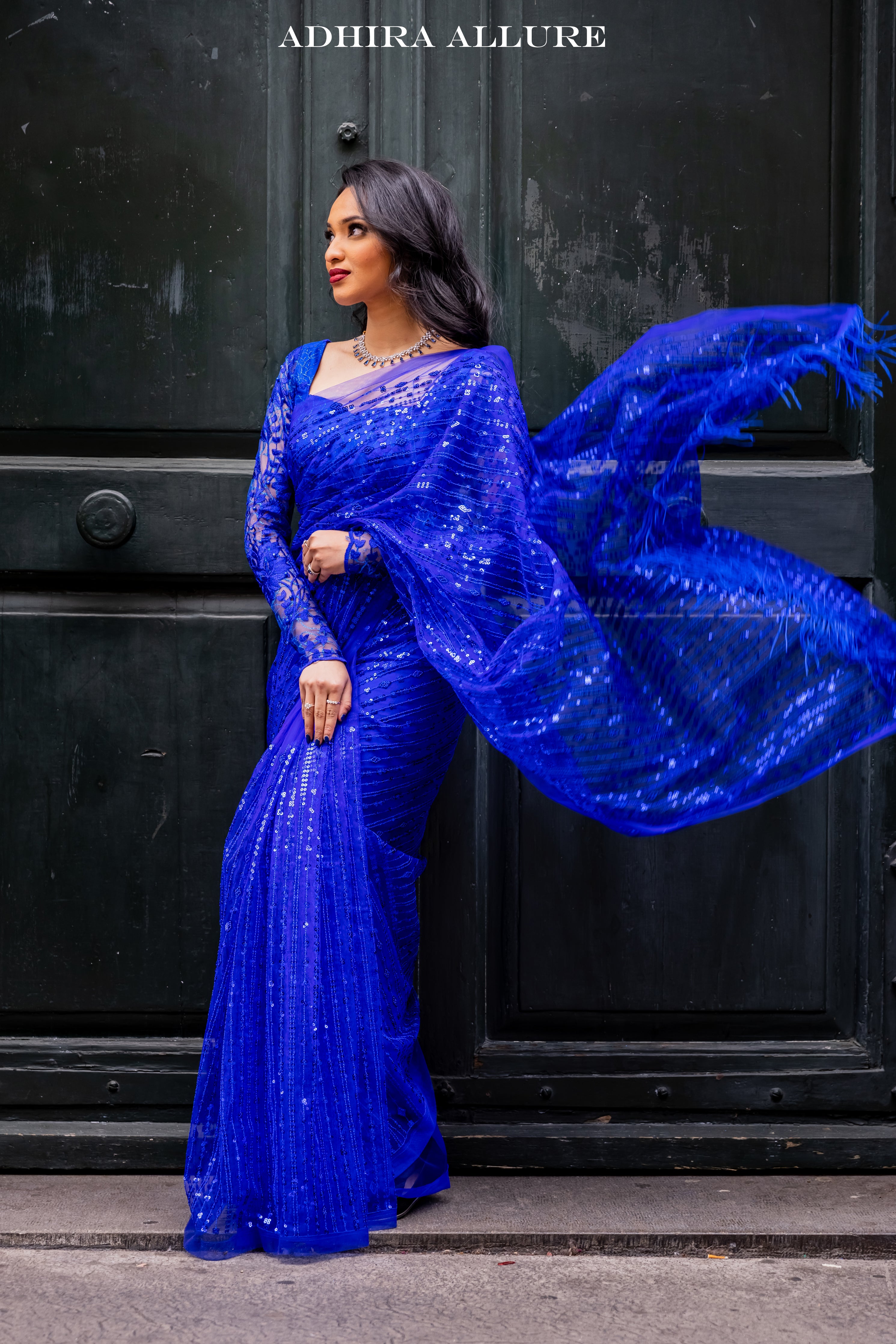 Blue Colour Party Wear Saree in Georgette Fabric.